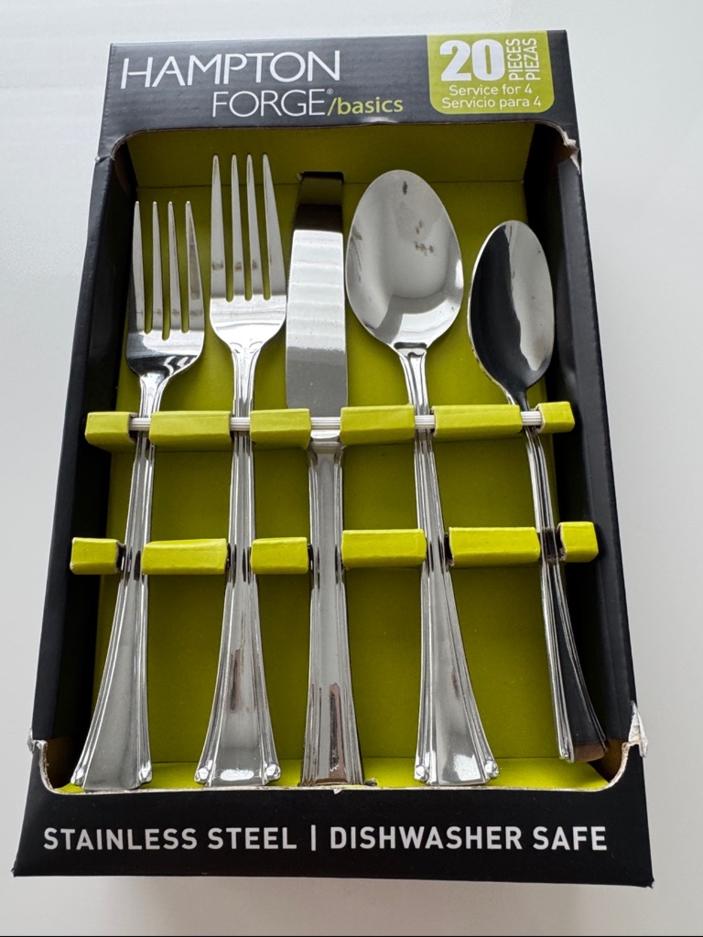 Hampton Forge Basics Silver Stainless Steel 20 Piece Flatware Set New